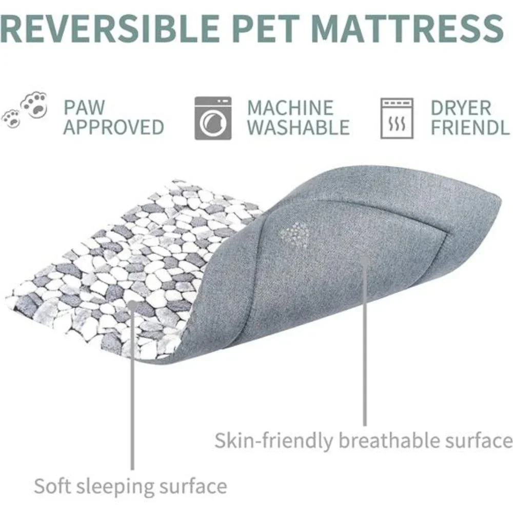Dog Crate Pad Bed Mat Reversible (Warm & Cool), Soft Pet Sleeping Mat Dog Bed